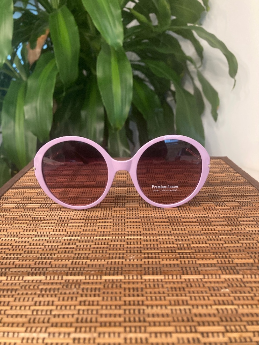 Round Sunglasses With Fixed Metal Chain Leg Detail (5627) Purple